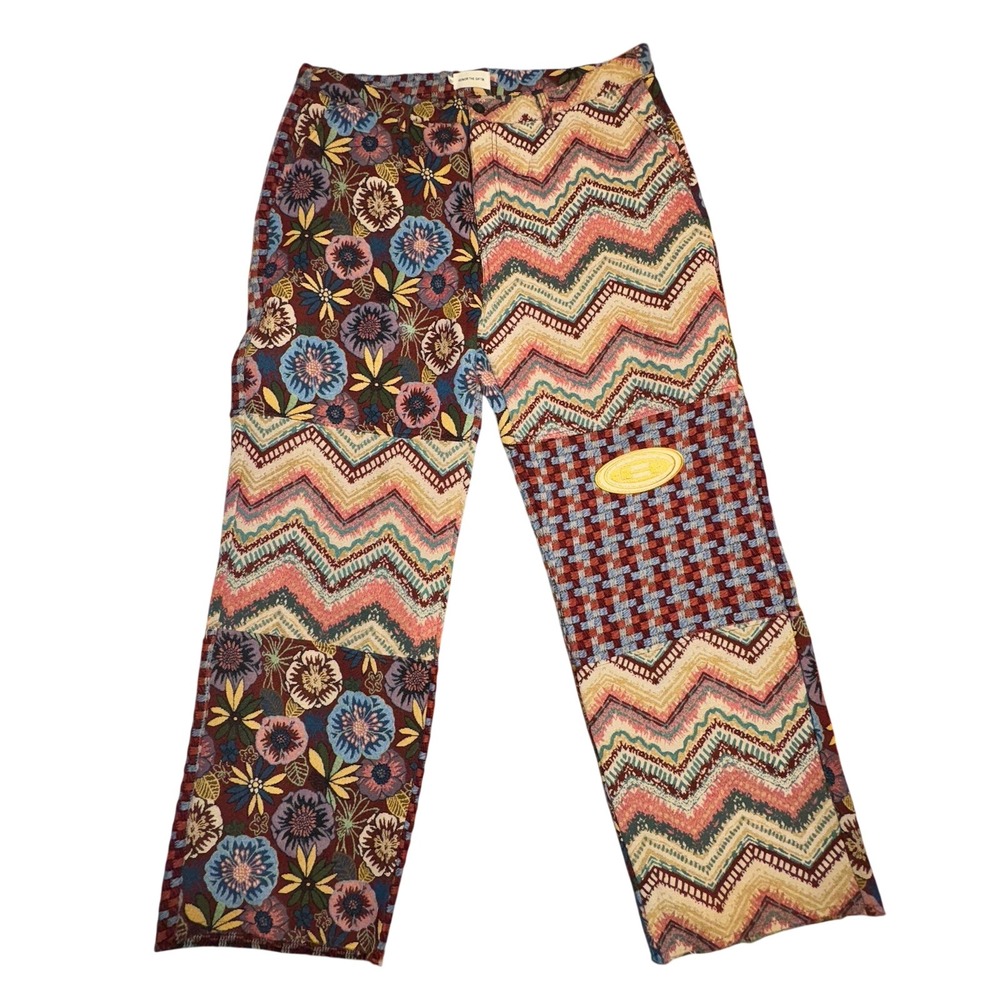 Honor The Gift Mens Patchwork Tapestry Pants Multi Pattern Floral Chevron Sz 40